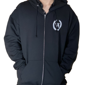 front of the zip up hoodie by the Weatherford Hotel