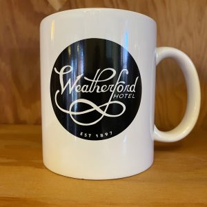 white coffee mugs by the Weatherford
