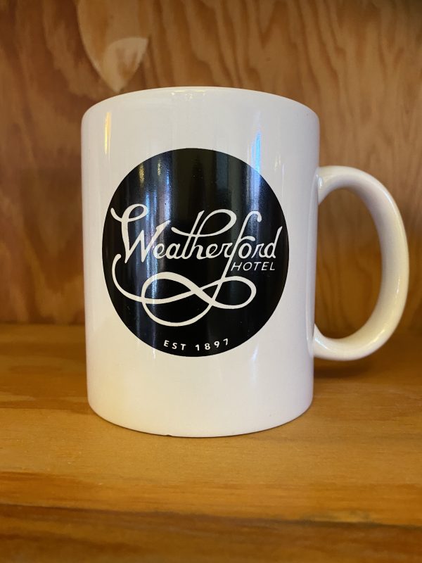 white coffee mugs by the Weatherford